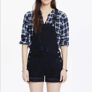 MADEWELL Adirondack Short Overalls in Washed Black